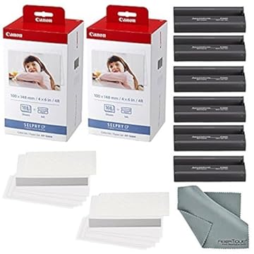 Canon Conjunto de tinta e papel colorido KP-108IN - Total de 216 folhas e 6 cartuchos de tinta