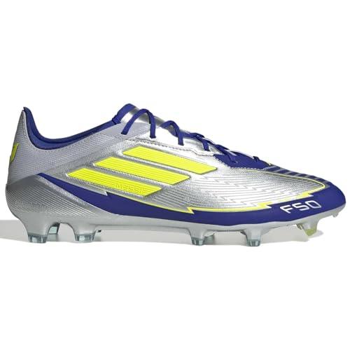 adidas Unisex-Adult Silvmt/Syello/Lucblu F50 Elite FG Messi Silver met.Solar Yellow/Lucid Blue 9 US