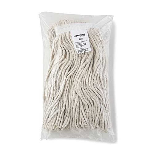 Image of Coastwide Professional Cut-End Wet Mop Head, #20, Cotton, White | 1 inch headband for facility wet mopping and floor cleaning.