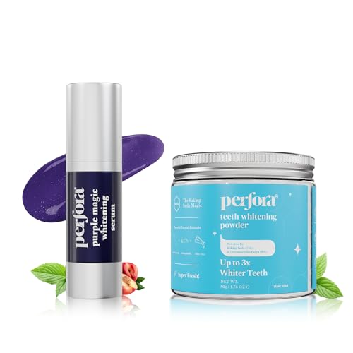 Image of Perfora Radiant Smile Combo | Purple Magic Whitening Serum & Teeth Whitening Powder | Enamel Safe & Effective Teeth Whitener Solution | Long Lasting Freshness