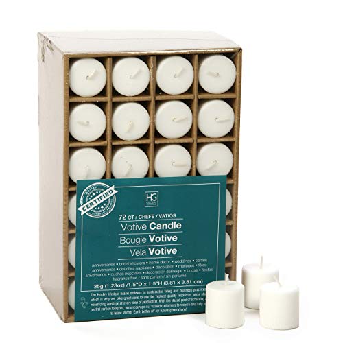 Hosley Unscented White Votive Candles, 72-Pack – Clean-Burning, Long-Lasting 10-12 Hour Burn – Ideal for Weddings, Home Décor, Spa, Events – Bulk Value for Versatile Use