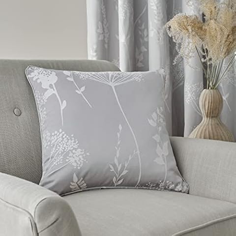 Catherine Lansfield Living Meadowsweet Floral Jacquard Cojín Plata Gris Cover