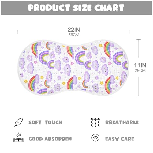 xigua Colorful Rainbows Muslin Baby Burp Cloths Set of 4, Super Soft & Absorbent Burping Rags, Cotton Burp Clothes Shower Gift for Newborn, Baby Girls and Boys4