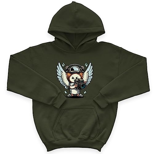 cameraman kids' sponge fleece hoodie - angel print kids' hoodie - cute kawaii hoodie for kids