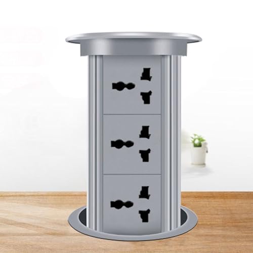 Pop-Up Socket with Wireless Charger, 3 Universal Sockets, Hidden Power Socket for Kitchen and Office Desk, Convenient and Space-Saving Design