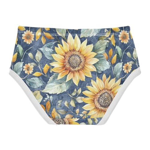 ZZKKO Sunflower Watercolor Blue Girls Underwear Toddler Panties for Girls Comfort Brief Size 2-8T2