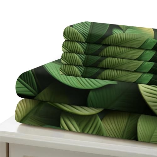 Housses de couettes feuilles 3D King en microfibre premium - 7