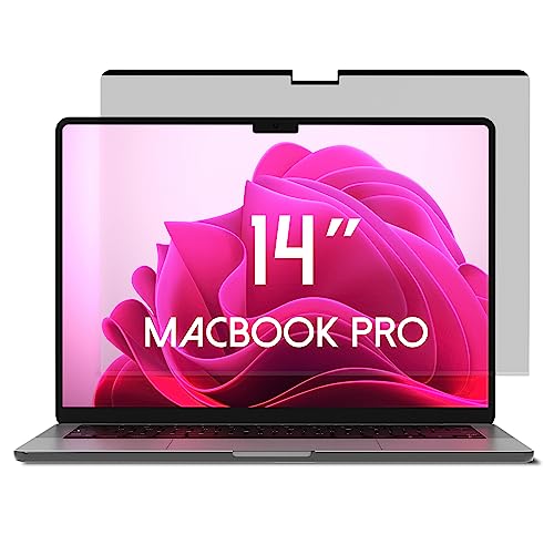 ANBAC Laptop Magnetic Privacy Screen Protector for 14 inch MacBook Pro (2023, M3 Pro, M3 Max, M2 Pro, M2 Max / 2021, M1) - Blue Light Blocking Screen Shield, Anti-Smudge Computer Security Screen Filter