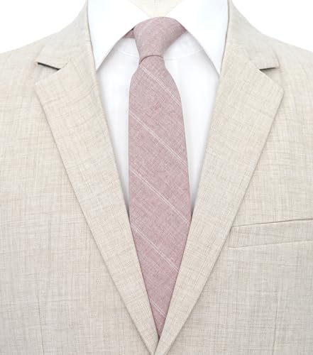 Image of BELLUNO Men's 2.5 inch Skinny Solid Cotton Linen Ties