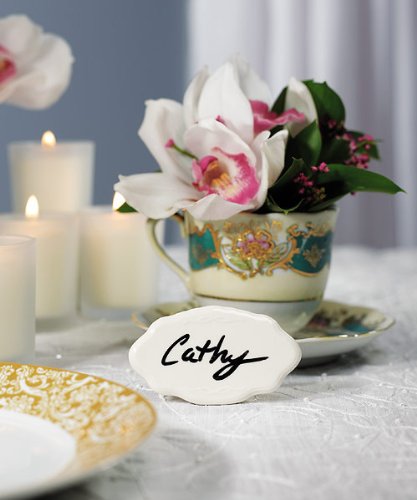 White Glazed Ceramic Reusable Place Marker