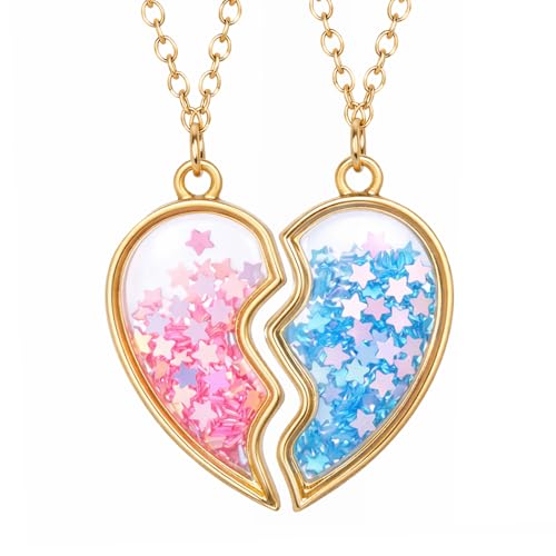 ElevateTech BFF Necklace for 2, Best Friend Necklaces Pendant Heart Broken Stitching Necklace 2...