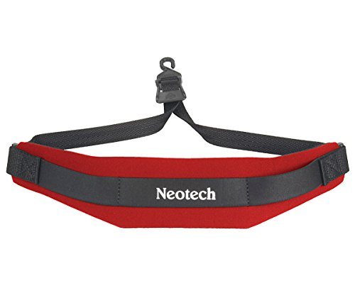 Neotech Saxophone Strap - Regular - Open Hook Neck Strap for Saxophone, Clarinets, English Horns & More - Comfortable Neoprene Instrument Neck Strap - Red
