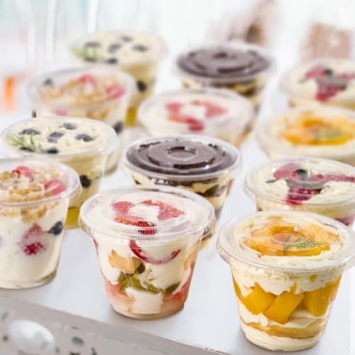 Turbo Bee 200 Pack 9 OZ Clear Plastic Cups with Flat Lids, Disposable Dessert Cups with Lids for Fruit, Snack Smoothie, Pudding and Ice Cream (No Hole) by Turbo Bee - Image 6