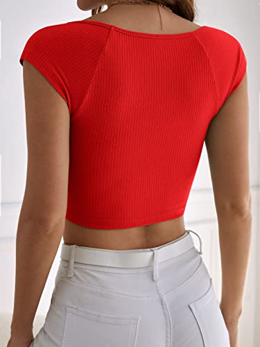 Image of Aahwan Women's Polyester Fitted Royal Solid Square Neck Rib-Knit Form Tee Top (KV-294)