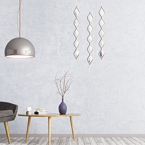 Amyhill Set Of 3 Teardrop Mirror Wall Decor 23.6 X 2.7 X 0.2 Inches Rustic Farmhouse Decorative Long Mirror Creative Boho Art Decor For The Living Room Bathroom Bedroom Entryway (White) #TOP3