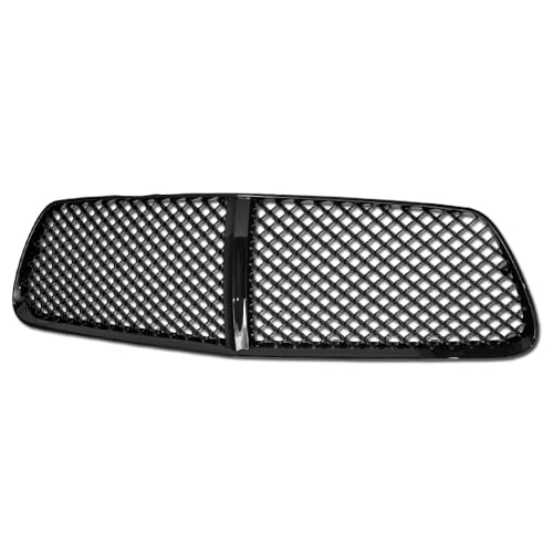 R&L Racing Front Grill Cover Compatible with 2011-2014 Dodge Charger Models | Big Horn Horizontal Style Luxury Sport Bumper Guard | Mesh Hood Front Bumper Guard (Black)