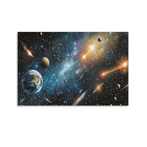 UXGKZRBAM Planetas cósmicos Canvas Wall Art Cielo estrellado Customised Personalised Photo on Canvas for Bedroom Room Picture Digitally Printed 08x12inch(20x30cm)