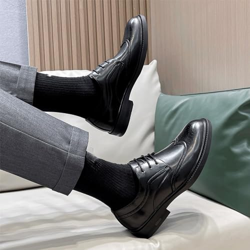 Men's Retro Business Casual Oxford Shoes Formal Tuxedo Shoes for Men Classic Breathable Black Leather3