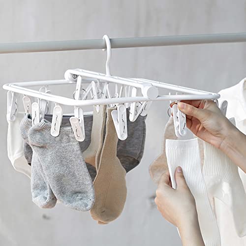 CHIRISEN Cintre multi-clip pour suspendre sous-vêtements, chaussettes, serviettes, chapeaux - Rotation à 360 degrés - Plusieurs tringles antidérapantes et stables (forme de bouche) Cover