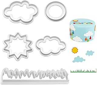 Upgraded Cookie Cutters Grass Sun Cloud Cake Pastry Plastic Biscuit Cutter Mini Creative Fondant Cutters Xmas Sugarcraft Chocolate Icing Decorating Tool for Sugar Candy DIY Craft 5 Pack