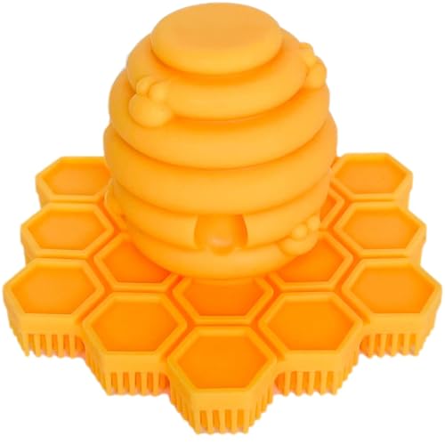Image of Big Bee, Little Bee - Kids Original ScrubBEE, 100% Silicone Childrens Bath Scrubber, Promotes Effective Independent Hand & Body Washing, As Seen on Shark Tank (Marigold)