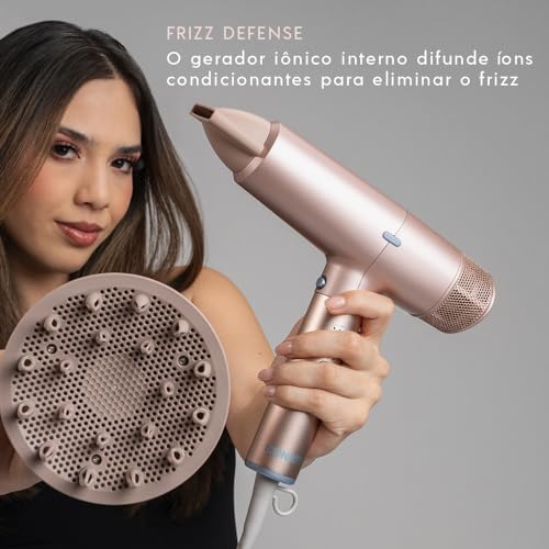 Conair, Secador Digital de Cabelo, Com Difusor, Secador Digital Iônico, 1700W, DIGITALaire, Rosa - 1