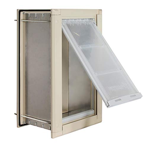 Endura Flap Original Pet Door | All-Weather Insulated Flap | Durable Aluminum Frame with Locking Cover | Interior & Exterior Door Installations | for Walls, Small Single Flap, Tan