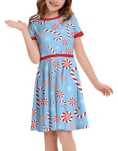 Ainuno Girls Christmas Dress Funny Holiday Outfits,Big Girl 7-14 Years4