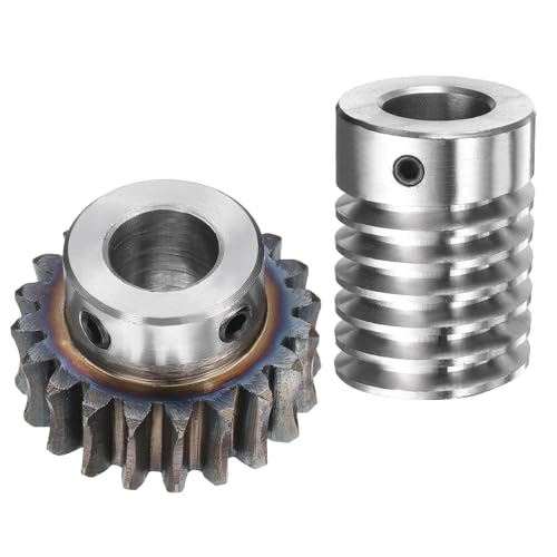uxcell #45 Steel Worm Gear Set 20T 1.5 Module 20:1 Reduction Rate, Right Rotation Drive Gear Box Wheel Reduce Transmission Part (Gear-12mm Bore 33 mm OD, Rod 15mm Bore)