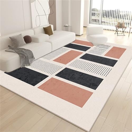 Tapis design salon moderne beige lavable 50x80cm géométrique