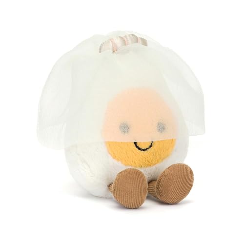 Jellycat Amuseables Boiled Egg Bride Stuffed Toy, 5.5 inches - Food Plush - Fun Wedding & Engagement Gift