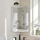 Pamapic Armario esquinero de baño con espejo HD, armario de almacenamiento...
