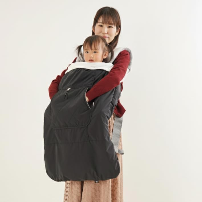 アンジュスマイル 抱っこ紐 抱っこひも 防寒 ケープベビーカー カバー 撥水加工 (ブラック)
