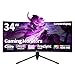 ZovvJee 34 Zoll Curved Gaming Monitor UWQHD (3440x1440) | 165Hz, 1ms MPRT, HDR400, 1500R Krümmung | 99% sRGB, FreeSync Premium | HDMI/DP, VESA | Ultrawide PC Monitor für immersives Gaming Erlebnis