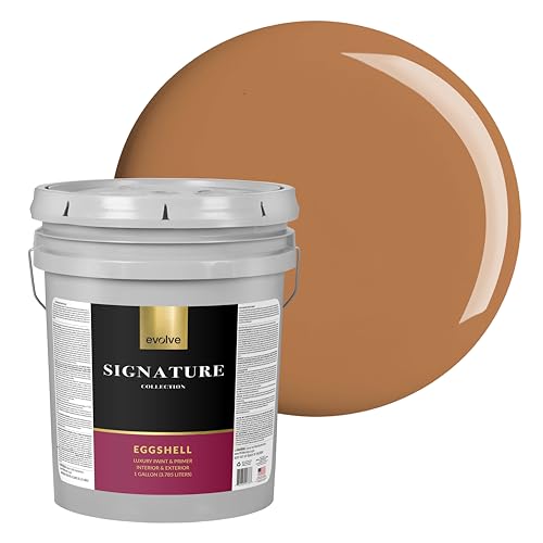 EVOLVE Signature Paint & Primer – Indoor & Outdoor, Eggshell Finish, Luxury Tan, 5 Gallon