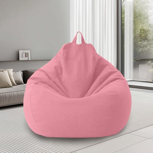 Puff Salon Adulto Funda, Puff Gamer XL, Bean Bag Fundas con Asa(Rosa)