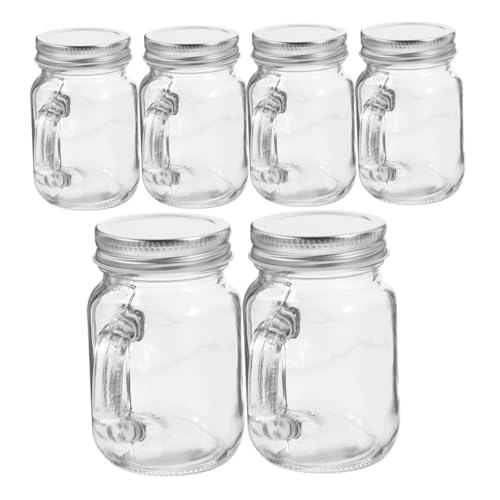 Mobestech 6 Piezas Mini Copa de Masón vasos de de tarro de cristal tazas de tarro de albañil bebidas frascos de vidrio frascos para mermelada pequeño tarro de miel Transparent