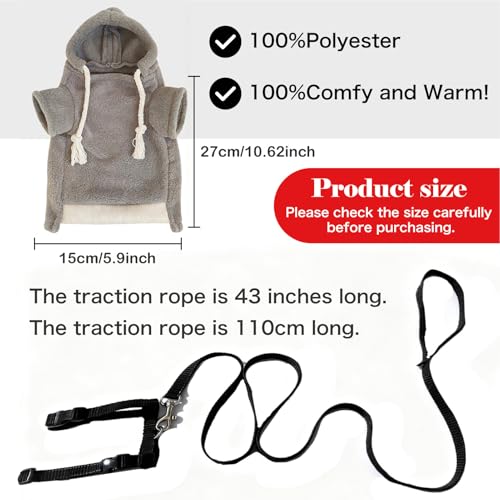 Traje de hámster y hurón con arnés para sudadera de conejo y gato 6