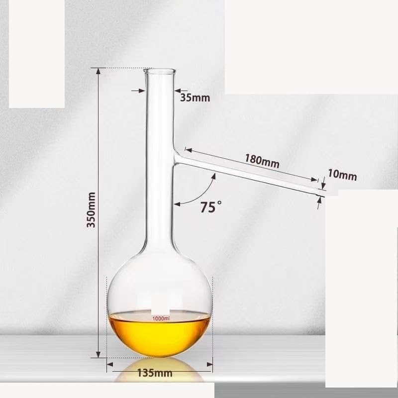 Long-Neck Distillation Flasks - 125 mL, 250 mL, 500 mL, 1000 mL - Laboratory-Grade Thickened High-Temperature Resistant Glass Distillers(1000ml)