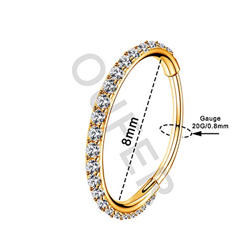 OUFER Gold Hinged Segment Earring Hoop 16G Stainless Steel with Cartilage Earrings Clear CZ Paved Tragus Helix Earrings Cartilage Earring Septum Nose Ring Hoop4