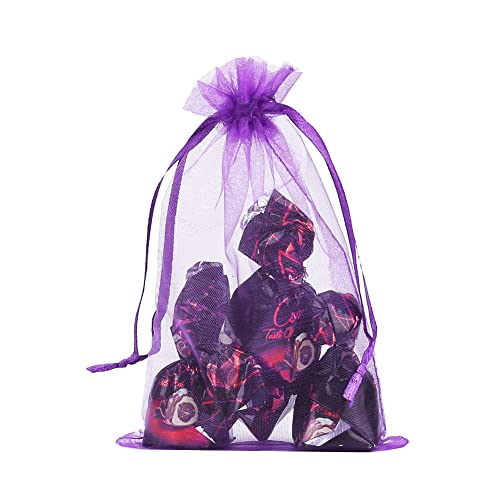 Image of HRX Package 100pcs Organza Bags, 4 x 6 inches Christmas Wedding Favors Gift Drawstring Bags Jewelry Pouches Candy Pouches(Purple)