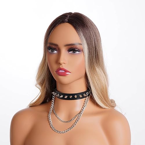 hoyuwak 3Pcs Leather Spike Choker Studded Bracelet Cuffs Set Gothic Rivet Collar Wristbands Puck Accessories for Men Women Rock4