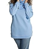 Ulla Popken Damen Sweatshirt, Weiter Stehkragen, Taschen, Raglan-langarm Sweatshirt, Blue Cascade, 54 Große Größen EU