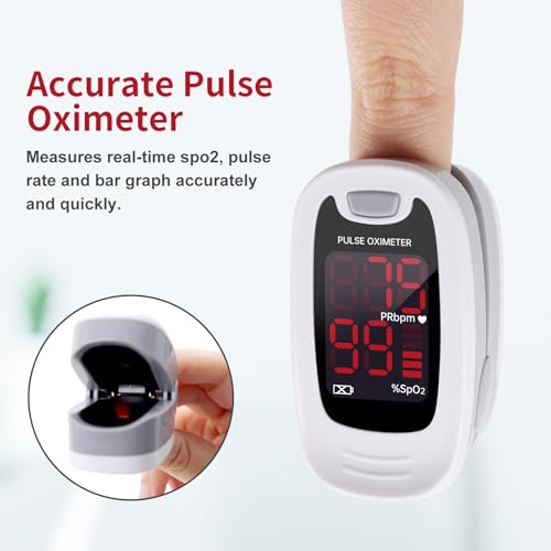 Image of CONTEC CMS50M Fingertip Pulse Oximeter SpO2 and PR Value Blood Oxygen Monitor Neck /Wrist Cord LED Display Gray White color (Gray)