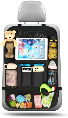 Ezilif Rückenlehnenschutz Auto Kinder mit 10 Aufbewahrungsbeuteln | Autositz Organizer Stärke-Upgrade | Auto Organizer Kinder Leicht Zu Reinigen Wasserdichter für Rücksitz organize