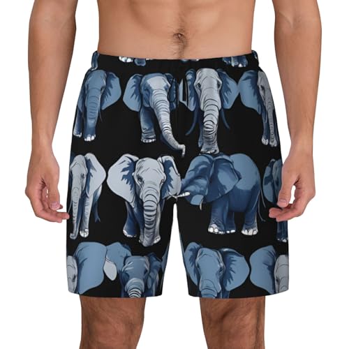Bañador para hombre de surf y fitness con estampado de elefante azul