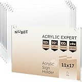 NIUBEE Acrylic Sign Holder 11x17 Horizontal,Clear Poster Picture Frames for Paper, Bonus with 3M Tape and Mounting Screws(6 Pack)
