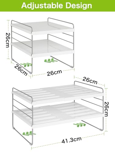 Huquter Cupboard Organiser, Extendable Kitchen Organiser Storage, Adjustable Height Plate Rack for Cupboard, Kitchen Counter,Bottle, Spice Storage - Cosy Home Interiors Huquter Cupboard Organiser, Extendable Kitchen Organiser Storage, Adjustable Height Plate Rack for Cupboard, Kitchen Counter,Bottle, Spice Storage - Image 4