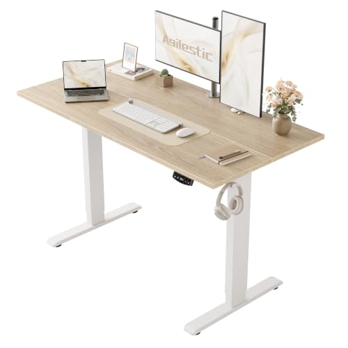 Image of Agilestic 48 * 24 Inch Height Adjustable Electric Standing Desk, Maple | Sit Stand Up Computer Desk, Memory Presets, Stable Steel Frame,154 lbs, Easy Assembly, Home Office