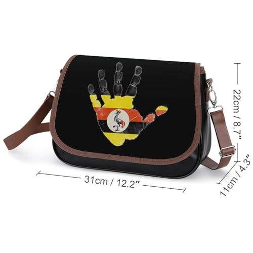 Uganda Flag Palm Crossbody Bag Anti-Theft Side Shoulder Bags Adjustable Leather Messenger Bag Unisex2